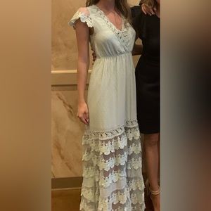 Altar’d State Seafoam Green Lace Maxi Dress size XS